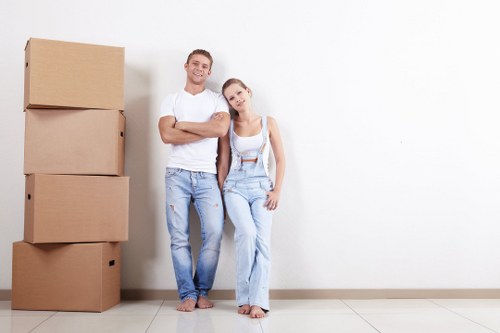 Man and van removal team preparing a Canary Wharf apartment move
