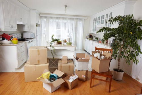 Loading office items for relocation near Canary Wharf