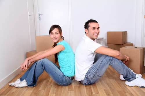 Packing and loading household items for a Canary Wharf move